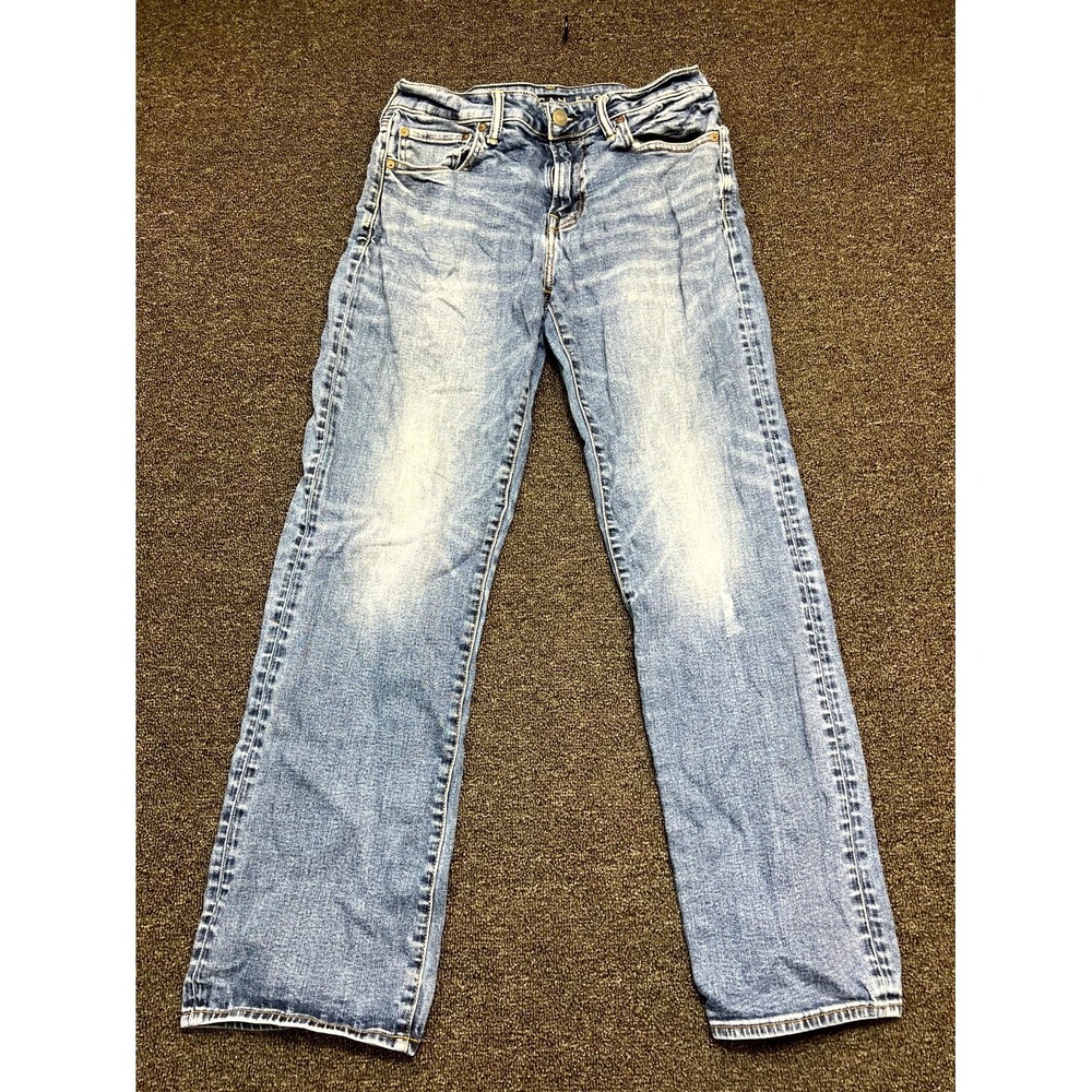 American Eagle Jeans Mens 32x32 Blue Denim Next Level Stretch Whiskered Straight